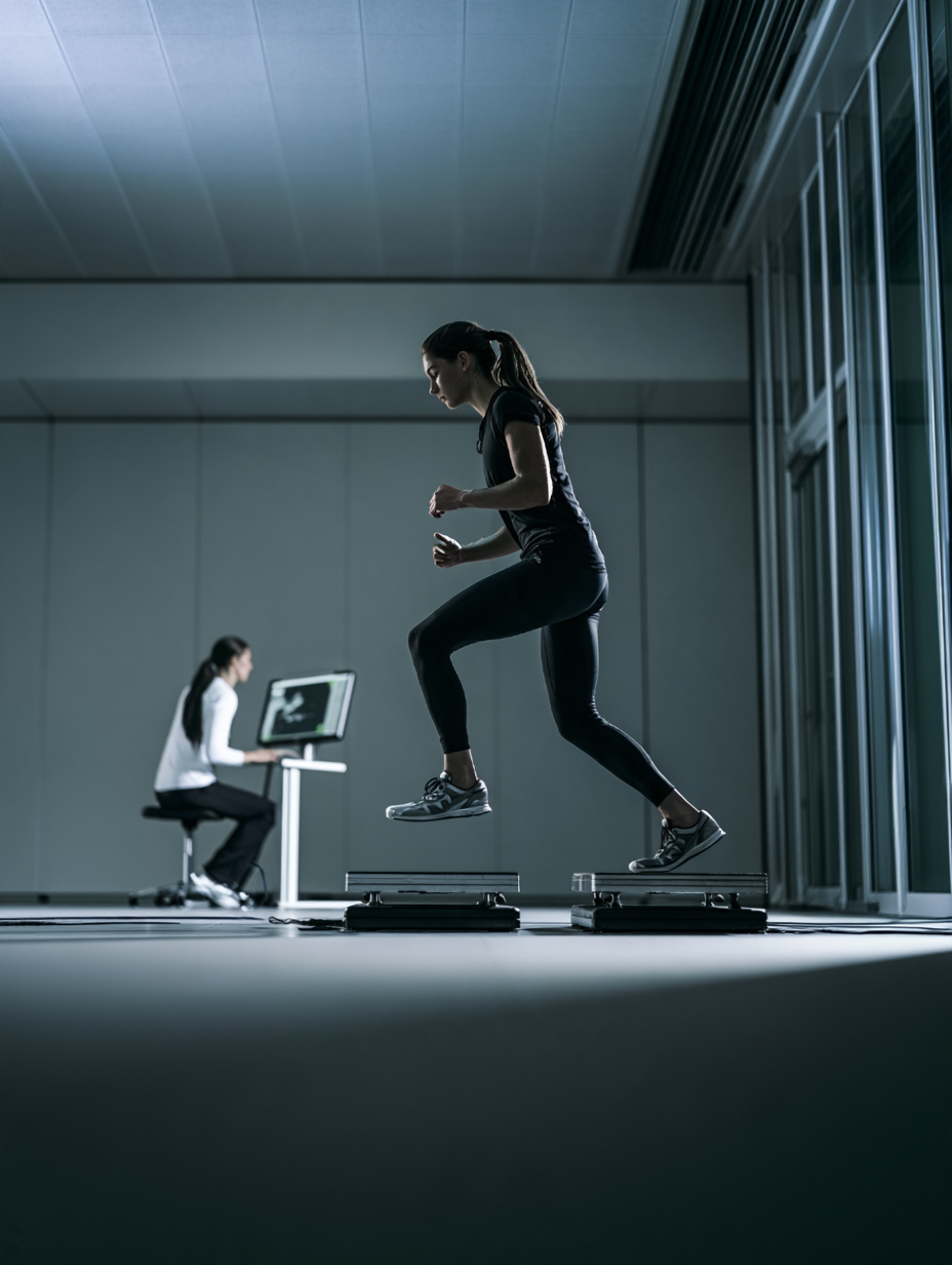 Atleta em plataforma de força
